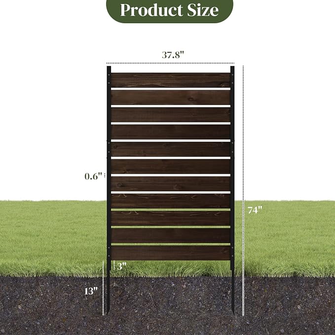 61" H x 38" W No Dig Wood Privacy Screen Fence Panel, Outdoor Decorative Privacy Wall, Freestanding Room Divider for Patio Garden, Hide Trash Cans & AC Units (Coffee, 5FT)