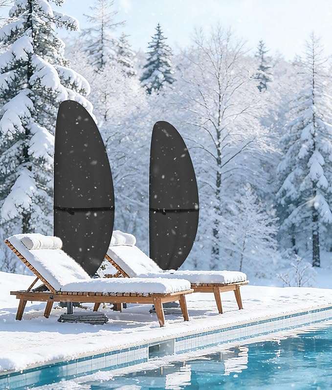 ULTCOVER Patio Parasol 600D Waterproof Outdoor Offset Banana Style Umbrella Cover - Fits Cantilever Offset Umbrella 12-14 Feet, Black