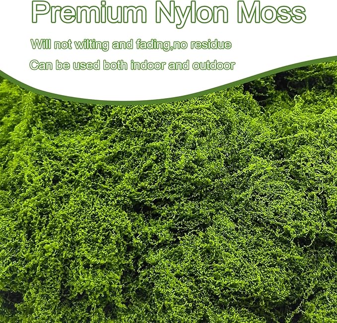 Fake Moss for Potted Plants,Green Moss for Crafts Artificial Floral Moss for Planters Green Moss Decor for DIY Table Centerpieces Faux Moss Filler for Indoor Outdoor Fairy Gardening Decor