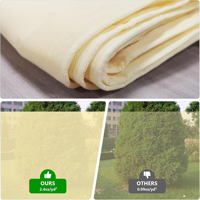 Plant Covers Freeze Protection 2 Pack Rectangular Frost Blankets for Outdoor Plants (22"x60"x20") – Winter Plant Covers, 2.4oz/yd² Frost Cloth Plant Protection for Raised Beds & Shrubs (Beige)