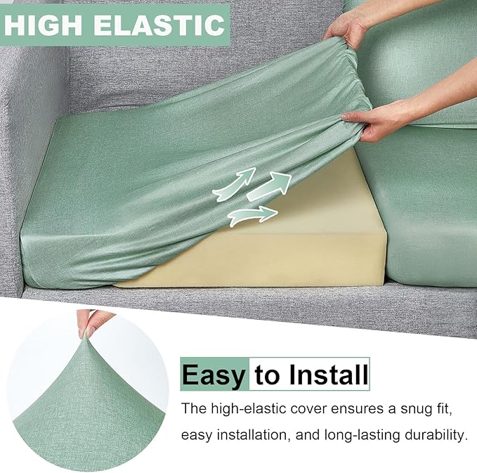 pickyNproud 8Pcs Patio Cushion Covers Stretch Outdoor Couch Cushions Slipcovers Replacement Washable Furniture Protector with Elastic Bottom Sofa Chair Seat Cover, Aqua Green