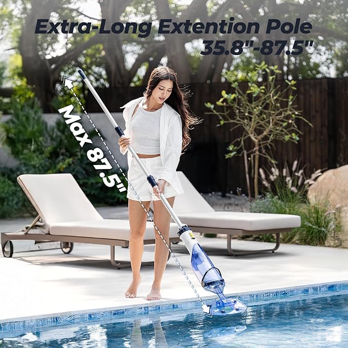 JESIMAIK Cordless Pool Vacuum, 18.5 GPM Pool Vacuum for Above Ground, 60Min Runtime & Fast Charging Pool Cleaner for Above Ground & Inground Pools, Spas, Hot Tubs