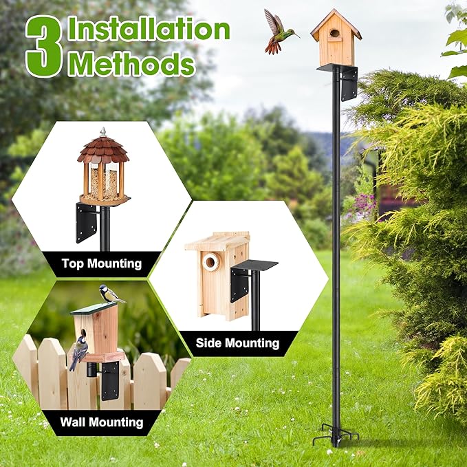 Bird House Pole for Outdoor, 90 Inch Heavy Duty Bird Feeder Pole with 5-Prong Base,1 Inch Diameter Bird Feeder Stand for Yard Garden Patio Watching (Without Bird House)