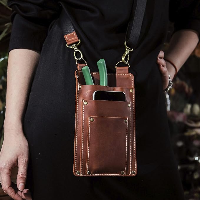 Leather Florist Tool Belt Bag Garden Farmer Pouch Organizer - Hand Tools Holder Utility Kit