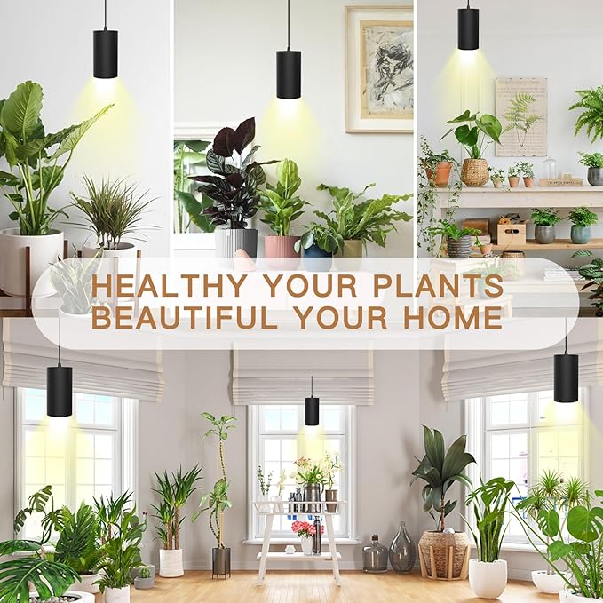 STERREN Plant Grow Light,Led Pendant Light for Indoor Plants,Full Spectrum Hanging Grow Lights with 21 FT Height Adjustable Power Cord, ON/Off Switch Black Plant Lights for Indoor Plant Growing