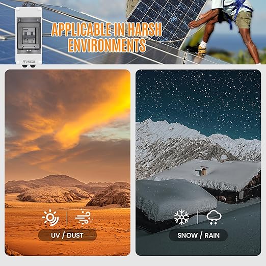 Solar Panels Disconnect Switch 50A 1000VDC PV Shut Off Switch Outdoor Circuit Breaker Box IP65 Waterproof UV-Proof