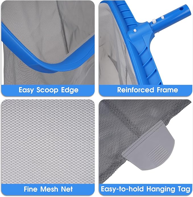 3-in-1 TidyMister Pool Cleaning Kit – Deep Grabber Pool Net, 17.5" Scrub Brush,Weighted Vacuum Head for Leaves, Algae & Debris | Essential Cleaning Set for Above Ground, Inground Pools, Spa, Hot Tub