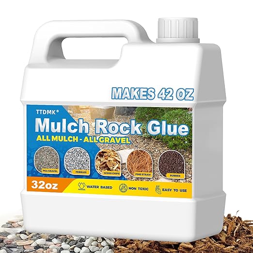 Mulch Glue for Landscaping, 32oz Rock Glue for Landscaping, Garden Anchor Adhesive for Stone, Pebble & Gravel, Rain Resistant Clear Finish, Pet Safe & Environmentally Friendly, Long Lasting Results