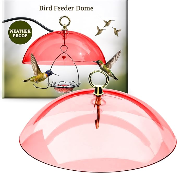Birds Choice Red Bird Feeder Dome | 10.5" Rain Guard Cover for Hanging Bird Feeders | Outdoor Weather Guard to Help Keep Seed Dry