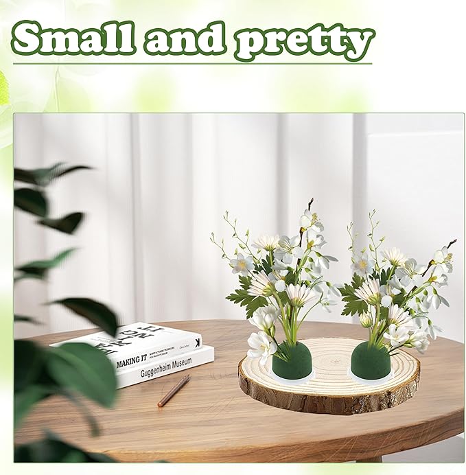 24 Pcs Mini Floral Foam Holders Set, Wet Green Foam for Fresh Flower Arrangements, Wedding, Wine Bottle Decor Supplies