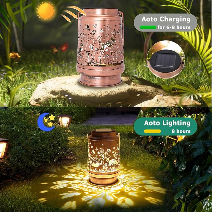 Corgi Dog Solar Lanterns Outdoor Waterproof - Metal Garden Decor for Outside Patio Yard, Hanging LED Lights Ornament, Cute Puppy Gifts for Women Mom Grandma Dog Lovers