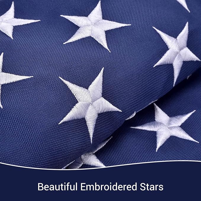 American Flag 2x3 FT for Outside, Long Lasting Heavy Duty Polyester USA Flags with Brass Grommets, Embroidered Stars, Sewn Stripes, US Flag Fray & Tear Resistant, Windproof, Weather Resistant