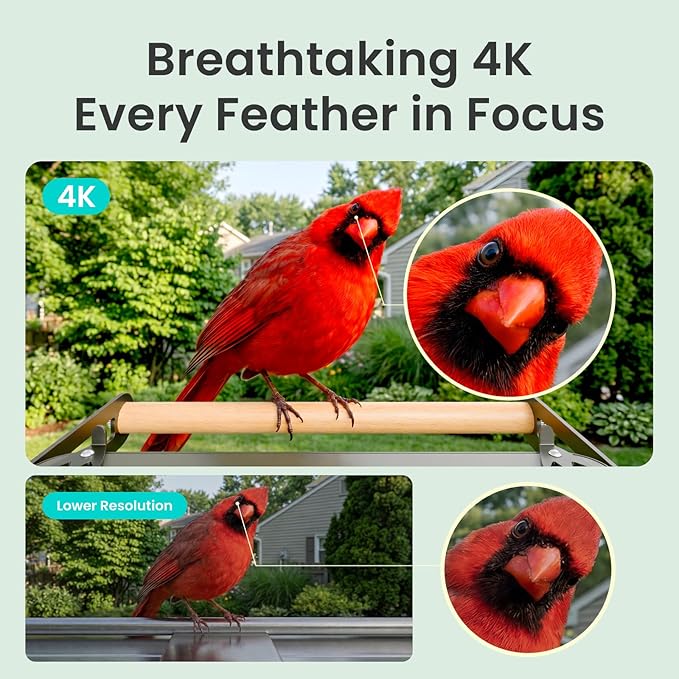 Birdfy Smart Bird Feeder with Camera, 4K UHD Video, Dual-Band 2.4/5GHz Wi-Fi, Solar Powered, AI Identification Lifetime Free, Bird Watching Gift for Bird Lovers