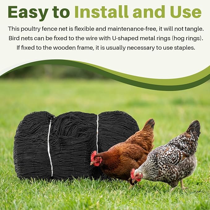 50 x 50 ft Aviary Bird Netting Chicken Netting Commercial Grade Heavy Duty Knotted 2 inch Mesh for Chicken Coops Poultry Blueberries Fruit Trees Net Aviary Garden