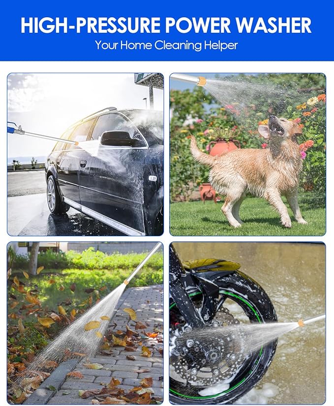 Jet Nozzle for Garden Hose 2-in-1 Jet Nozzle High Pressure Hose Nozzle with 2 Different Nozzles and Hose Quick Connectors for Car Pet Garden Cleaning