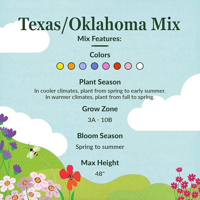 Ferry-Morse Wildflower Seeds - Non-GMO, Full Sun, Outdoor, Texas Native Flowers - 1 lb