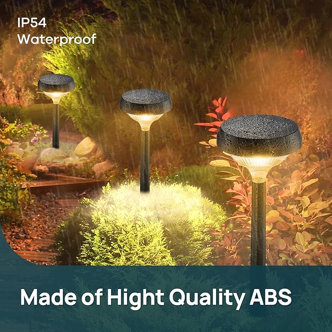Linkind Solar Pathway Lights 4 Pack, Solar Lights Outdoor, Warm White Path Waterproof for Walkway Yard Landscape Garden