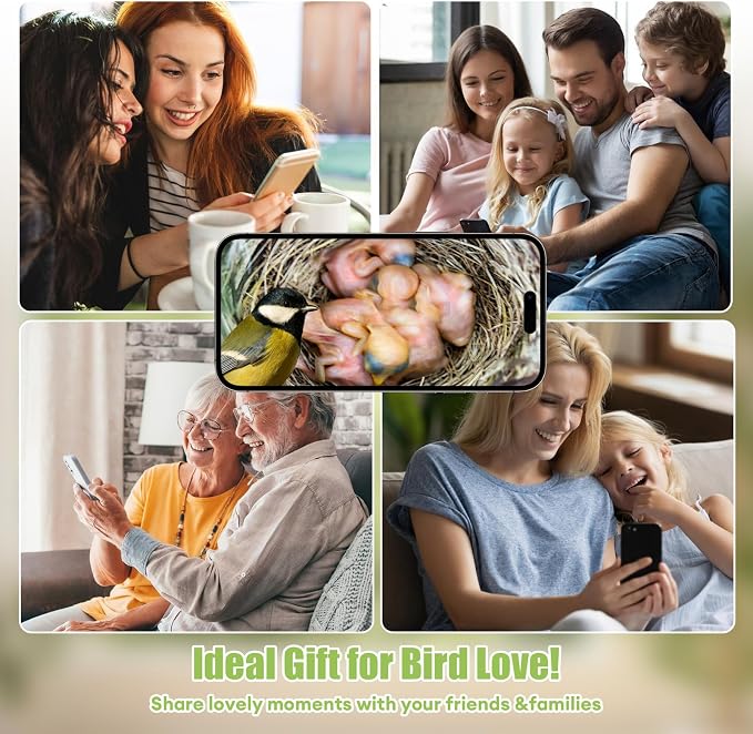 Smart Bird House with Camera, 2.4G WiFi & App Alerts, 160° Wide View 1080P HD Wireless Birdhouse, Auto Capture Bird Video & Motion Detection, Smart Bird House Camera Solar Powered (Dark, Normal)