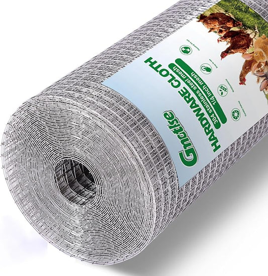 304 Stainless Steel Hardware Cloth 1/4" Large Size 23 GA 24in×49ft Roll | stainless hardware cloth 304 rust resistant heavy duty easy to cut