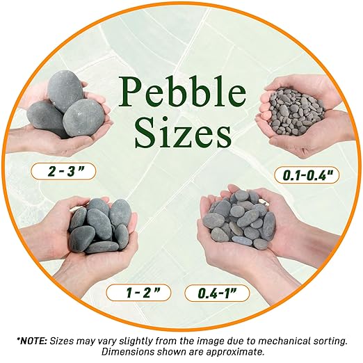 Quibbay 5 lbs Pebbles, 0.1-0.4 Inch Small Pebbles for Pots Indoor Plants, Succulent, Vase, Fish Tank, Decorative River Rocks for Garden Landscaping, Home Decor, Outdoor Paving, Grey