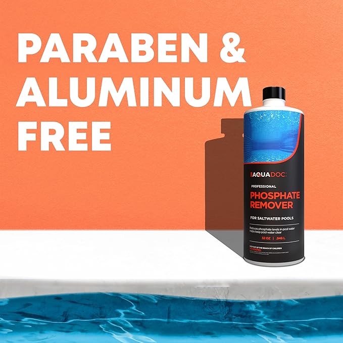 Phosphate Remover for Saltwater Pools - Pool Phosphate Remover to Reduce Phosphates and Improve Water Clarity - AquaDoc Pool Maintenance Formula Made in USA - 32oz