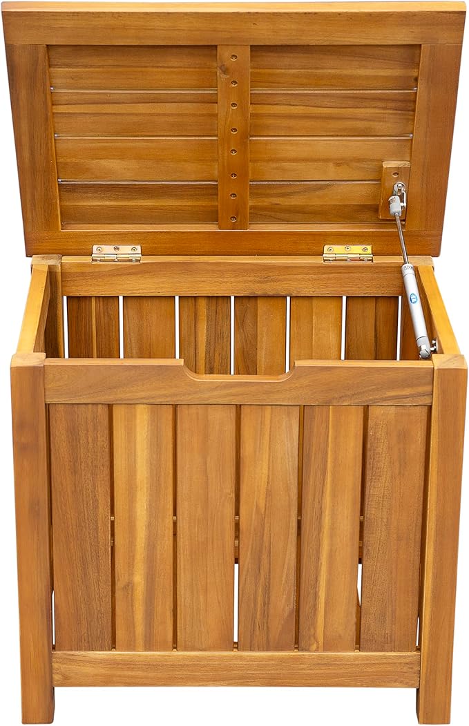 Christopher Knight Home Kensy Acacia Wood Outdoor Storage Box, 30 Gallons Wooden Patio Deck Box, Garden Backyard Tool Storage, Outdoor Storage Container for Patio Furniture Cushion, Teak Finish