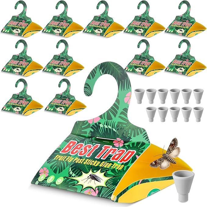 12 Pack Codling Moth Traps for Apple Trees with Pheromone Lures – Triangular Hanging Sticky for Apple Trees, Includes 12 Traps & 12 Lures, for Orchard & Garden Use