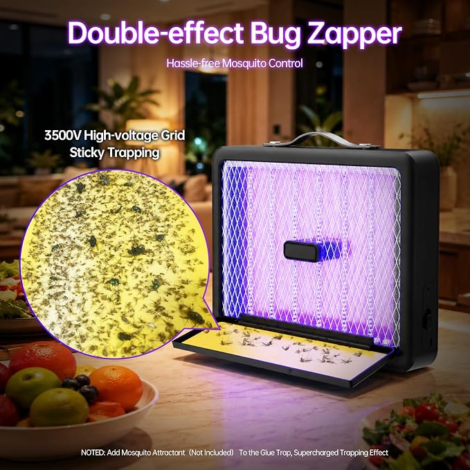 Electric Bug Zapper Indoor Outdoor, 3500V Mosquito Zapper with Powerful Grid, Fly Zapper Insect Killer for Patio, Yard, Home, Kitchen, Camping