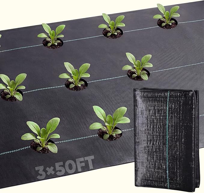 KING BIRD 3FTx50FT Weed Barrier Landscape Fabric, 3.2oz Heavy Duty Woven Ground Cover Geotextile Fabric for Flower Garden Bed, Driveway, Pathway, Gravel & Yard Weed Control Mat