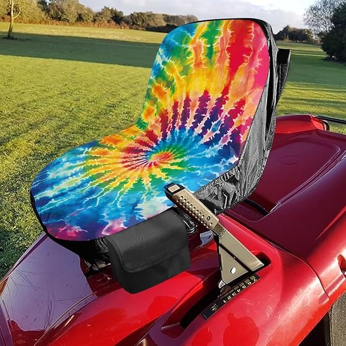 Tie Dye Riding Lawn Mower Seat Cover for Outdoor Easy to Install Seat Covers for Riding Lawn Mower Washable Agricultural and Industrial Vehicle Seats Covers Gift for Holiday