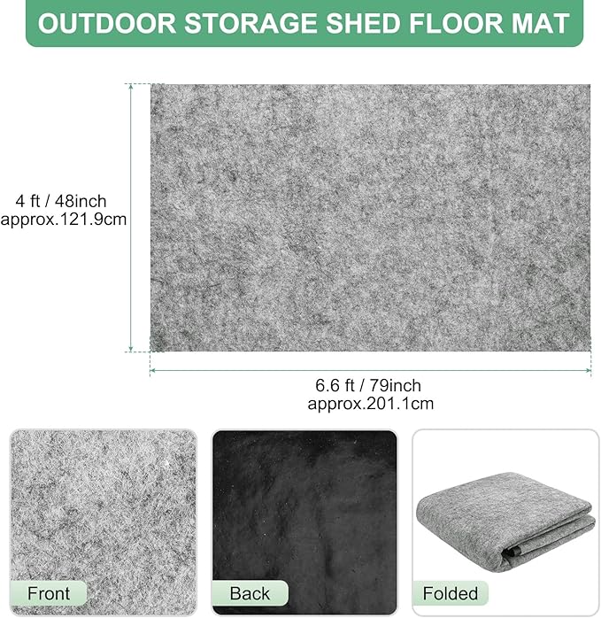 M METERXITY Outdoor Storage Shed Mat, 4x6.6 FT Waterproof Small Shed Flooring Mat for Patio Furniture Floor Protecting from Wear/Liquid/Dust/Oil, Non-Slip Carport Pad [Grey White]