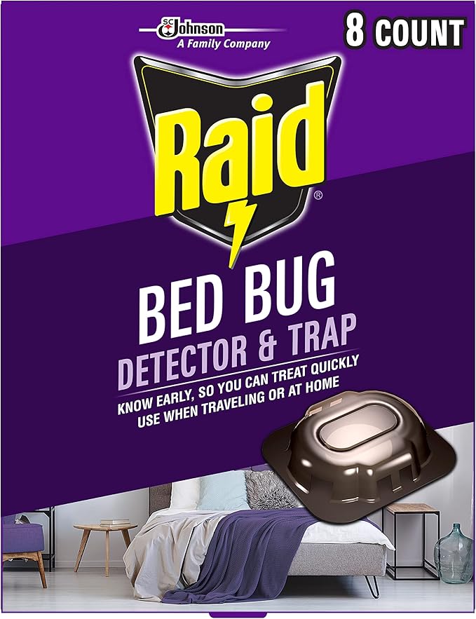 Raid Bed Bug Detector & Trap Early Detection and Monitoring for Home or Travel,8 Count (Pack of 6)