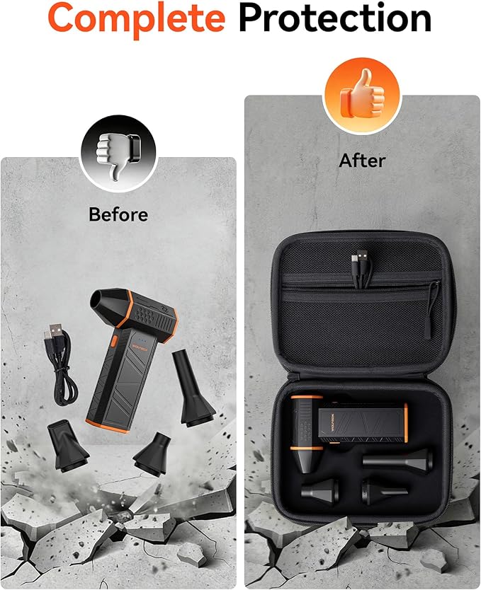 WOLFBOX Hard Carrying Case for MF50 Electric Air Duster [CASE ONLY, Device Not Included], Shockproof Travel Storage Bag for Compressed Air Blower & Accessories, Splash-Proof