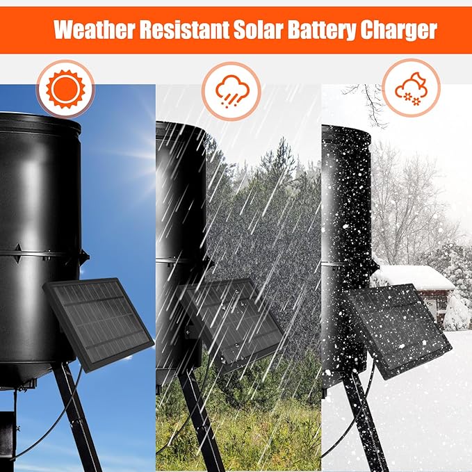 6V Solar Panel for Deer Feeder, 4.5W High-Efficiency Solar Charger with Adjustable Mount Bracket, Alligator Clips & DC Connectors, Battery Maintainer for Hunting Feeder, 6V Rechargeable Batteries