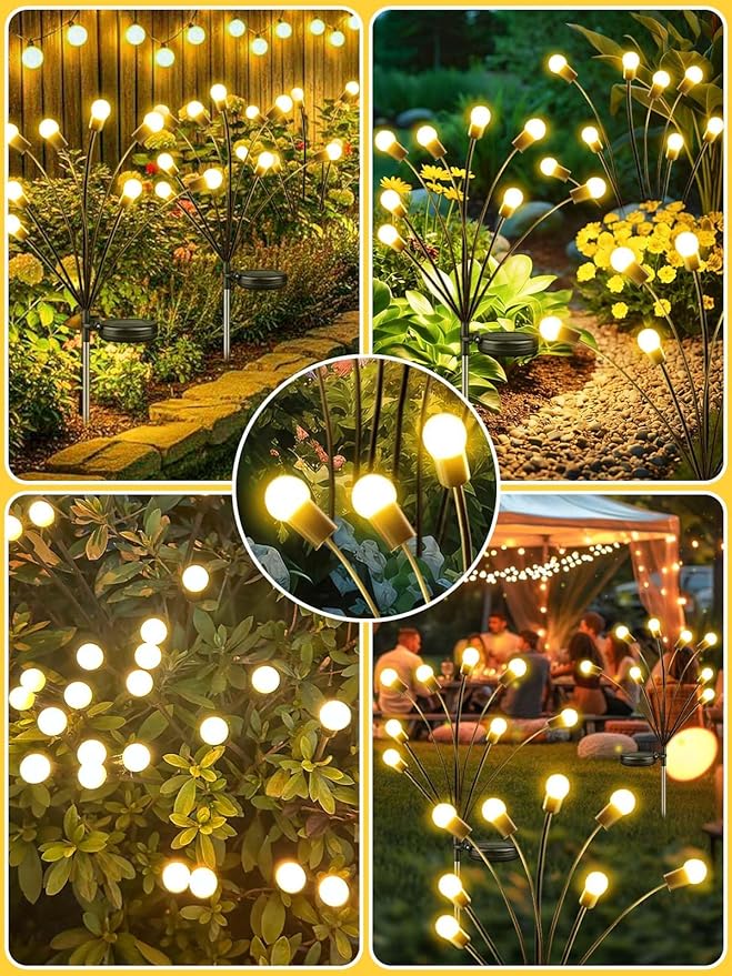 2026 Upgraded Solar Lights Outdoor, 10 Pack Solar Garden Lights with 2 Modes, Firefly Lights Outdoor Waterproof, Sway by Wind, Twinkle Firefly Light for Yard Patio Path Garden Decoration (Warm White)