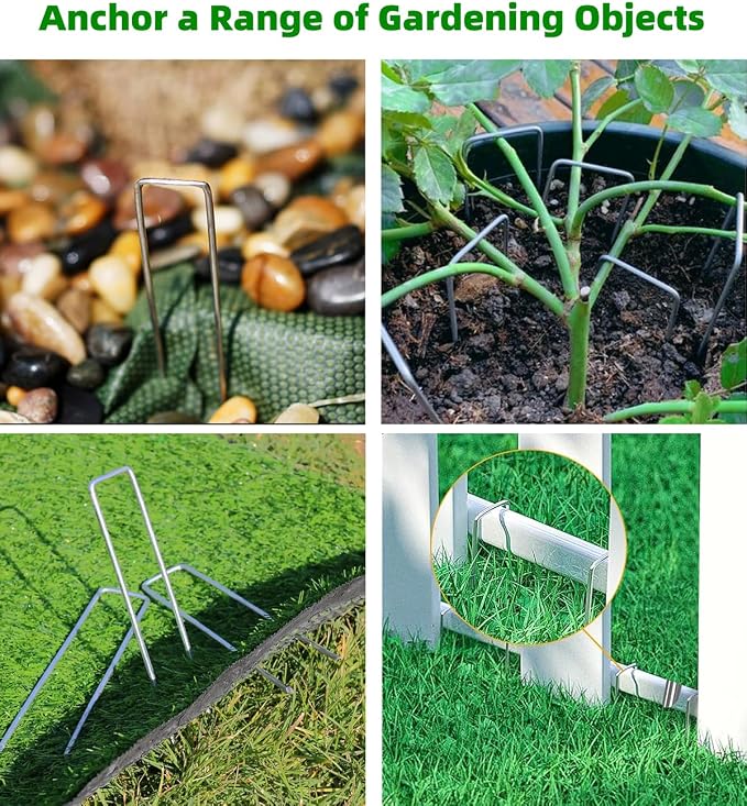 6 Inch 150 Pcs Hot-dip Galvanized U-Shaped Garden Stakes, Landscape Staples, Ground Stakes, for Decoration Weed Barrier Fabric, Irrigation Tubing, Holding Fence, Tarpaulin (150, 6 INCH)
