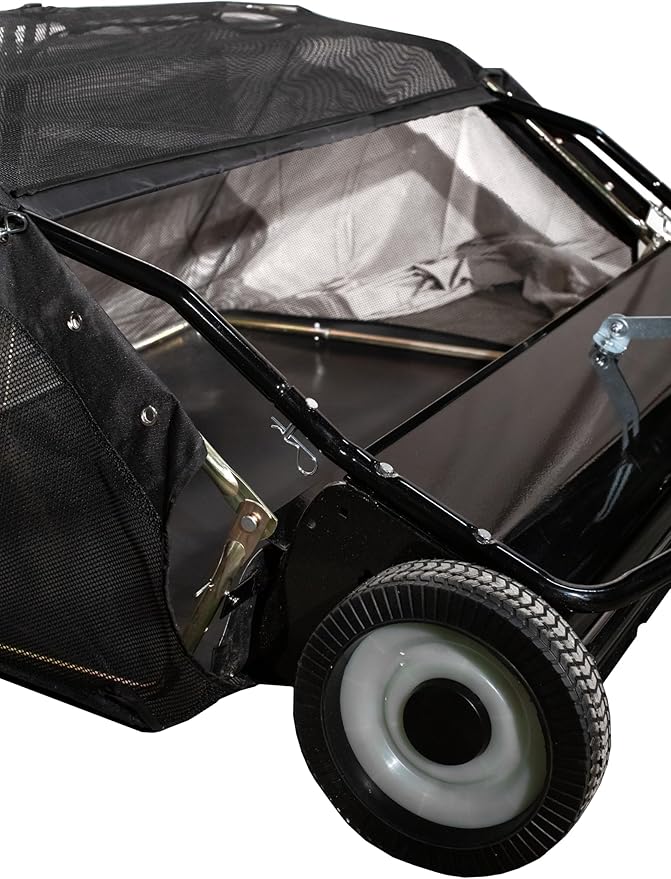 IMPACT IMPLEMENTS® 42" Tow-Behind Lawn Sweeper with 12.9 cu. ft Hopper Bag Capacity. Great for clearing Leaves, Grass, Small Sticks and Other Debris.