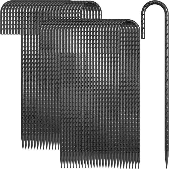 Heavy Duty J Hook Rebar Stakes 12 Inch 16 Pack, High Wind Resistance Metal Tent Stakes, Anti-Rust Galvanized Steel Ground Fence Stake for Securing Fence Bottom, Canopy, Inflatables, Yard Decor