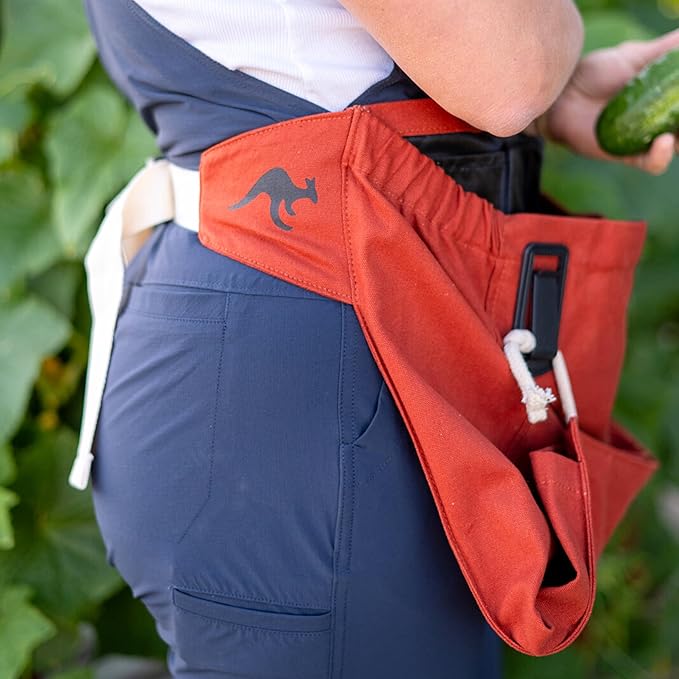 Roo Gardening Apron with Pockets for Women & Men - Canvas Garden Apron with Harvesting Pouch, Water-Resistant, Washable