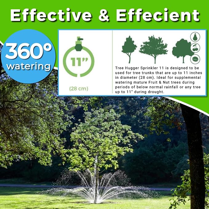 Tree Watering System - 360° Outward Spray Tree Watering Ring - Sprinkler Ring for Trees & Shrubs - Reaches The Nutrition Zone for Tree Root Watering (11 Inch)