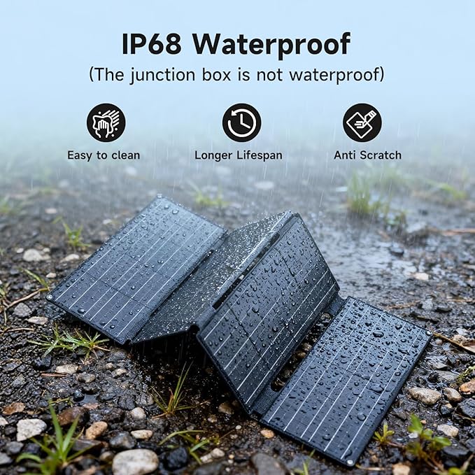 ALLPOWERS SE60 60 W Solar Panel Foldable with 3 Ports (USB-C+USB-A+DC), IP68 Waterproof Portable Solar Charger, Mobile Phone Solar Panel Outdoor for Smartphone Mobile Camping Hiking Outdoor