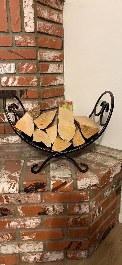 Rocky Mountain Goods Decorative Indoor Log Rack - Heavy duty iron with Antique bronze finish - Perfect size for indoor use - Pre assembled - Decorative log holder design and finish