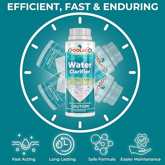 POOLACC Spa Clarifier Hot Tub - Clears Cloudy Water, Improves Filter Efficiency, Keeps Your Spa Balanced - Highly Concentrated Spa Hot Tub Chemical Water Clarifier, Fit All Spas & Hot Tubs - 16 Oz
