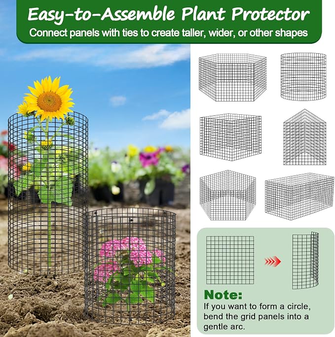 30 Pcs Plant Protectors from Animals, 16x12 Inch Large Metal Plant Cages Chicken Wire Cloche with Zip Ties and Stakes to Keep Animals Out, Garden Vegetables Shrubs Protection Bunny Barricades