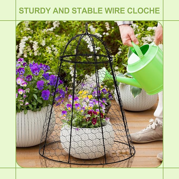 12 Pack Garden Chicken Wire Cloche, 12" W x 15.7" H Plant Protectors and Covers, Wire Garden Cloches from Animals, Metal Cage Plant Protection, Strong and Not Easy to Deform, No Assembly Required
