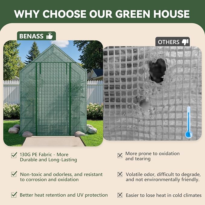 Greenhouse for Outdoors, Small Greenhouse, Walk-in Greenhouses with 3 Tiers 4 Shelves, PE Cover, Heavy Duty Plant Greenhouses for Garden and Backyard