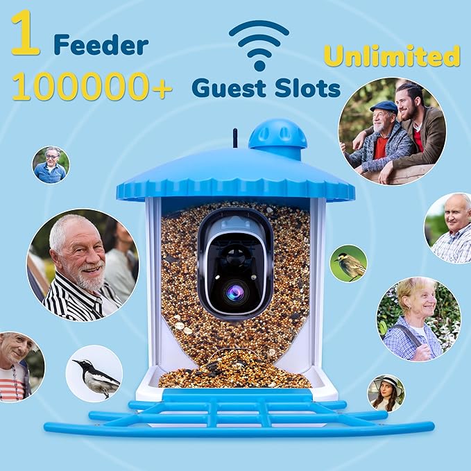 Twesync Bird Feeder with Camera, 2K HD Video Capture, 5000mAh Battery with Solar Panel, Instant Arrival Alerts, Live View, AI Species Identification, Perfect for Bird Lovers