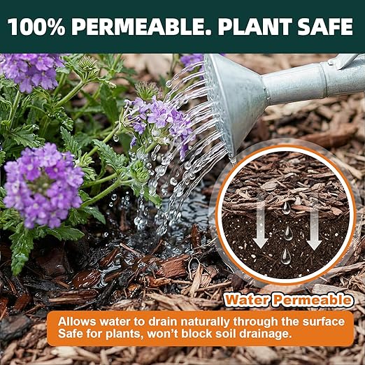 JDiction Mulch Glue for Landscaping - 1.3 Gallon Intertek Certified Safe Rock Glue, 10X Mega Strength Gravel Binder for Rubber Mulch, Pebbles & Stone, No White Residue, Water Permeable, Lasts 2 Years