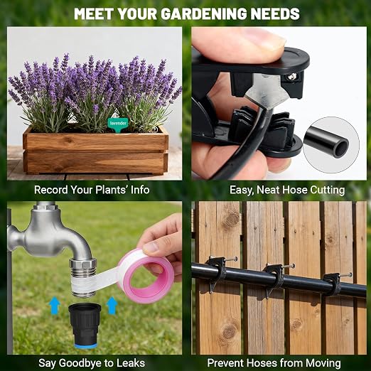 100FT Drip Irrigation Kit, Automatic Garden Watering System with Quick Connect PE Tubing, 2026 New Upgraded Water-Saving Design, 3 Adjustable Nozzles for Yard, Greenhouse, Lawn & Raised Bed