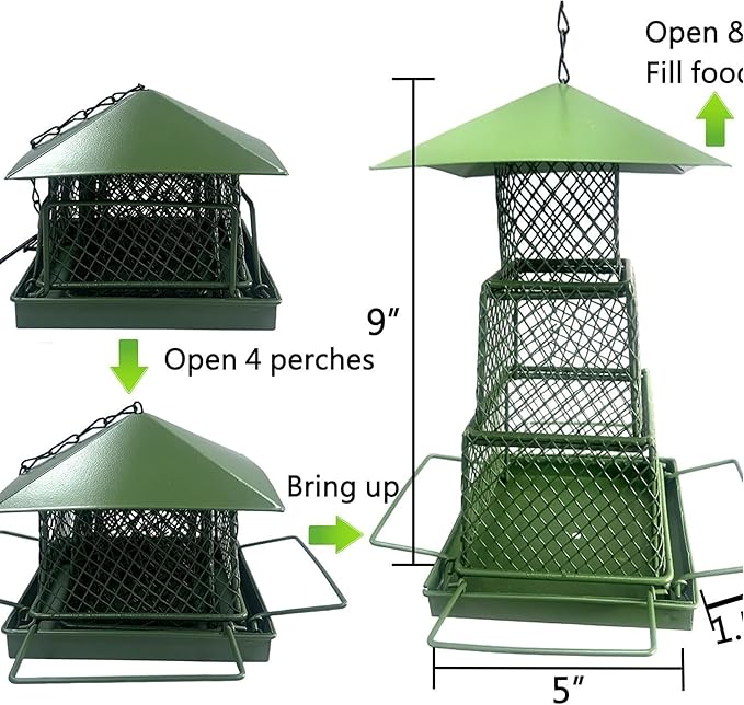 Wild Bird Feeders for Outside Hanging,Retractable Large Bird Feeders with 4 lbs Capacity for Finch Cardinal Blue Jay,Squirrel Proof Bird Feeder for Garden Yard